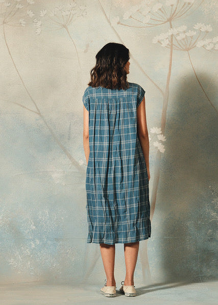 DVE - Arpana Dress - Blue Check Handloomed Cotton