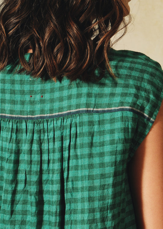 DVE - Arpana Dress - Emerald Gingham Linen