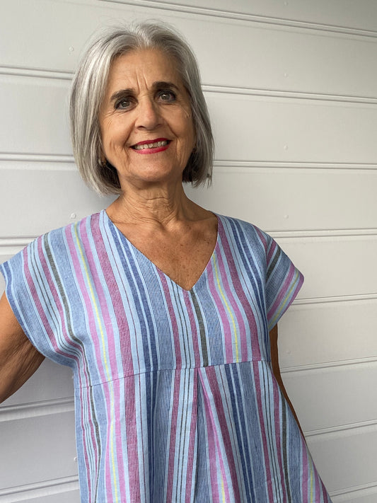 SUNSHINE - Frankie Dress - Linen Stripe