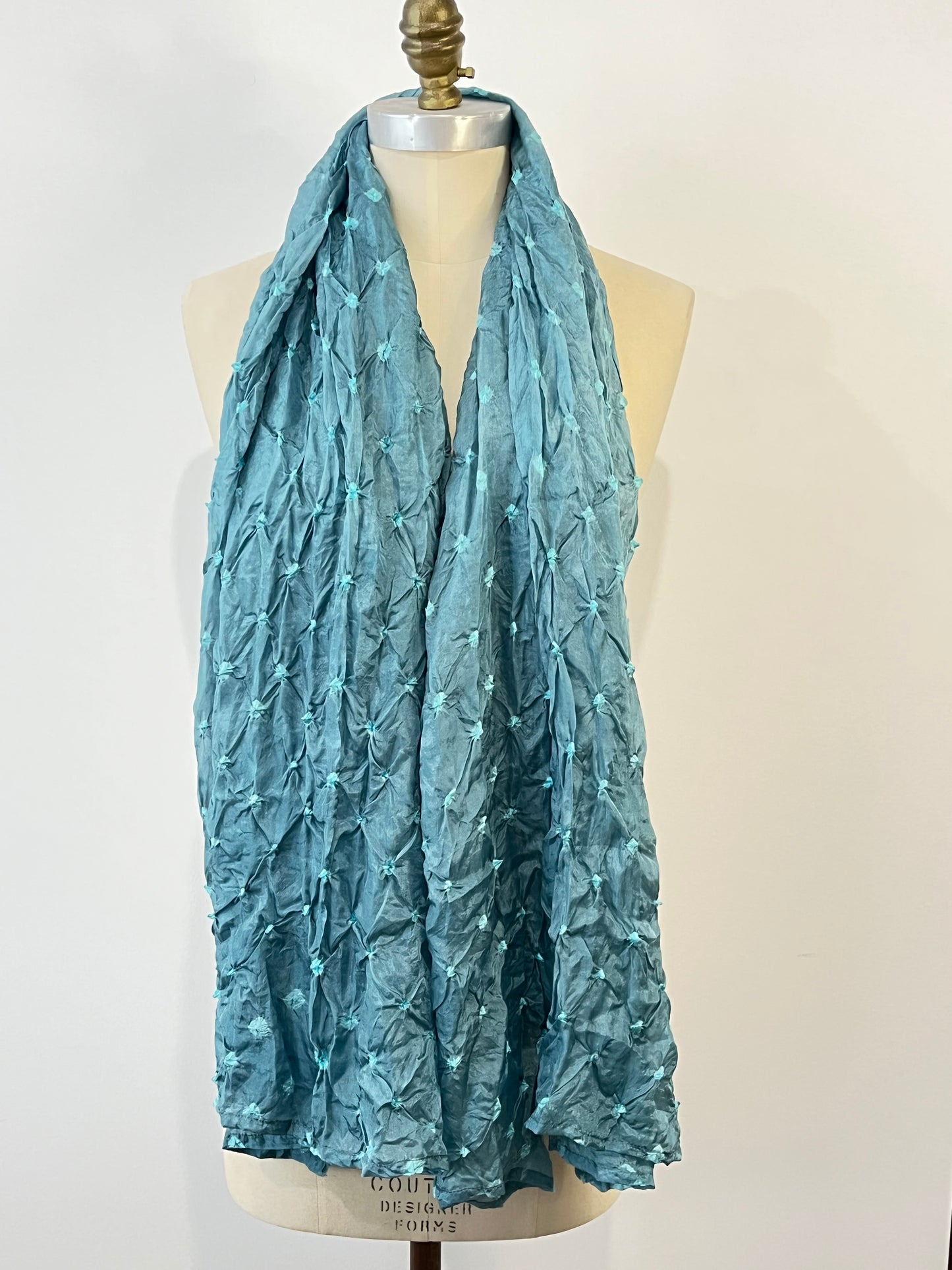 Heartfelt - Large Silk Bandhani Scarf - Seafoam