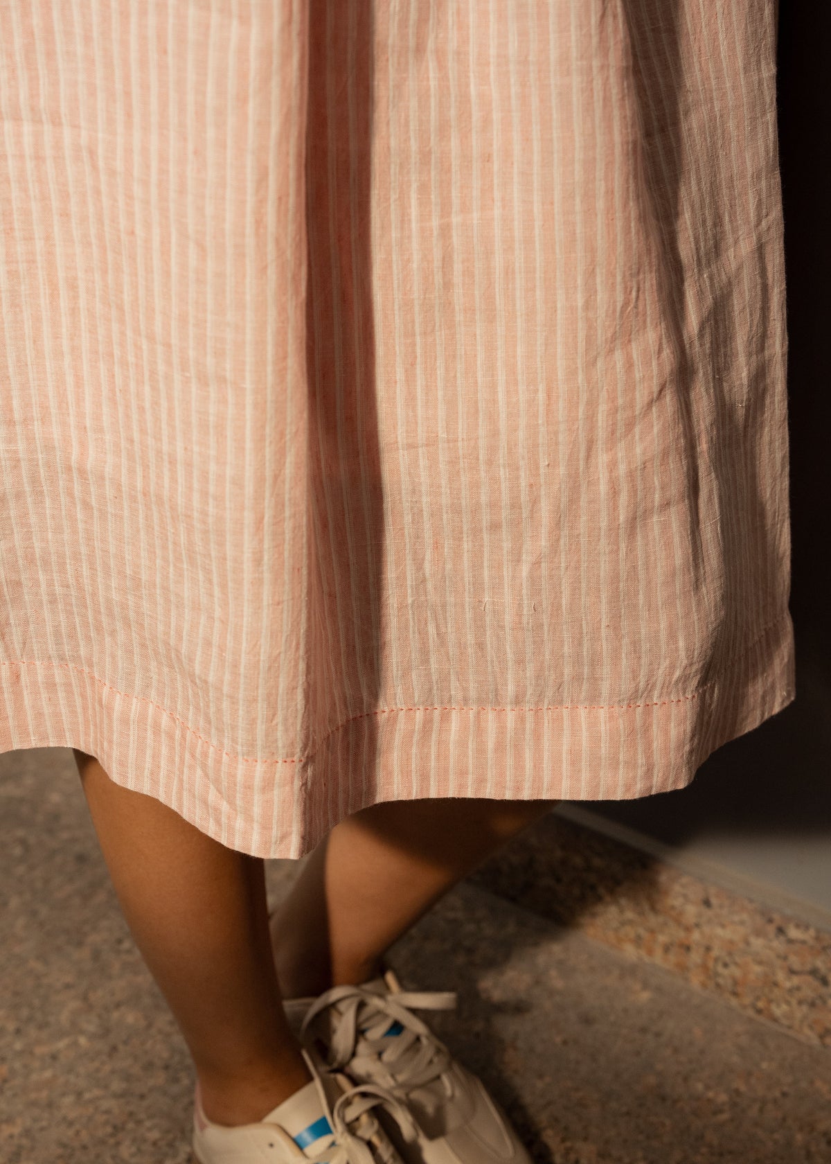 DVE - ANISHA Dress - Linen Pale Pink and White Stripe