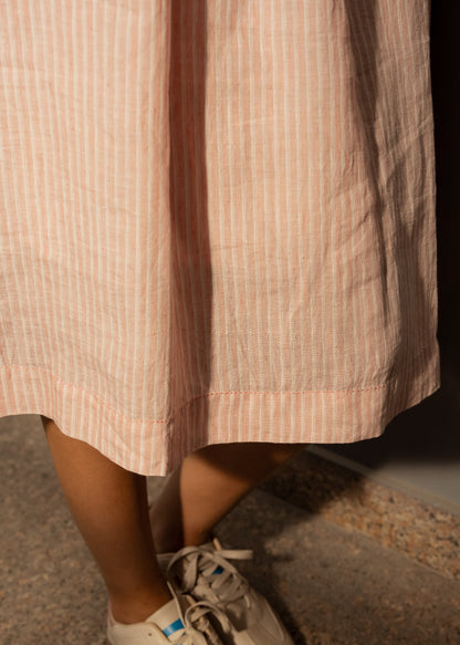 DVE - ANISHA Dress - Linen Pale Pink and White Stripe