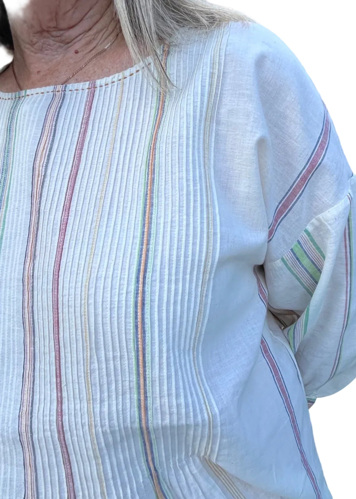 DVE - ANISHA Shirt - Ecru Multi Cotton Stripe