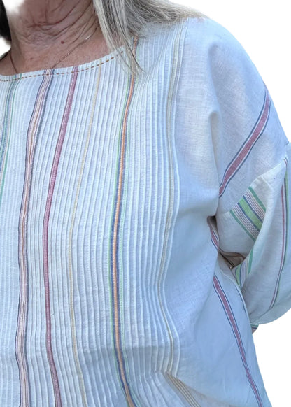 DVE - ANISHA Shirt - Ecru Multi Cotton Stripe