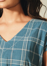 DVE - Arpana Dress -  Blue Check Handloomed Cotton