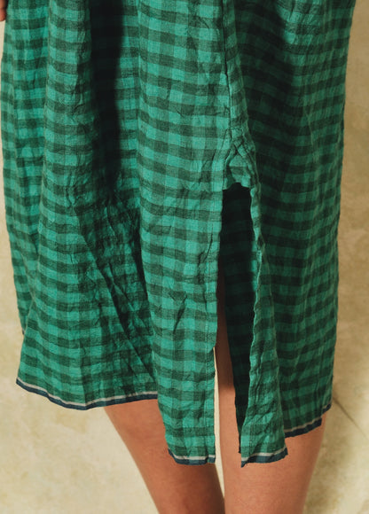 DVE - Arpana Dress -  Emerald Gingham Linen