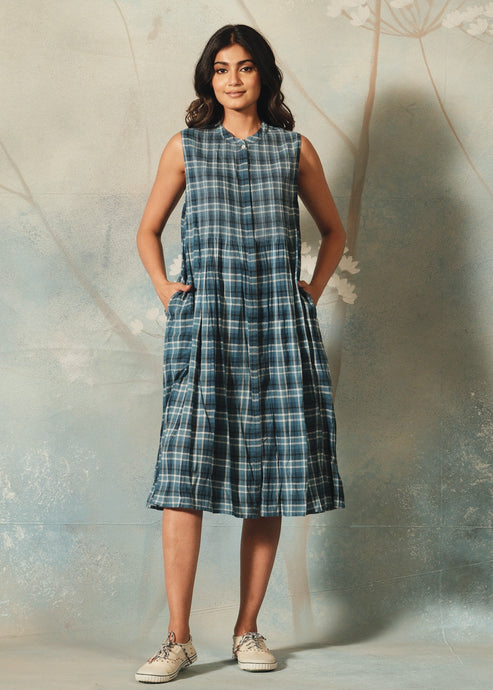 DVE - Pritti Dress - Indigo Check Cotton