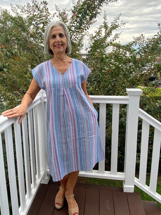 SUNSHINE - Frankie Dress - Linen Stripe