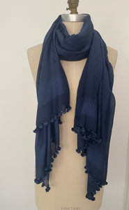 Pom Pom Scarf - Cotton/Silk