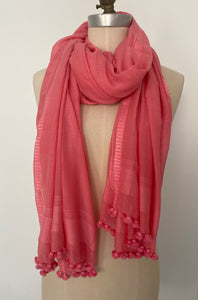 Pom Pom Scarf - Cotton/Silk