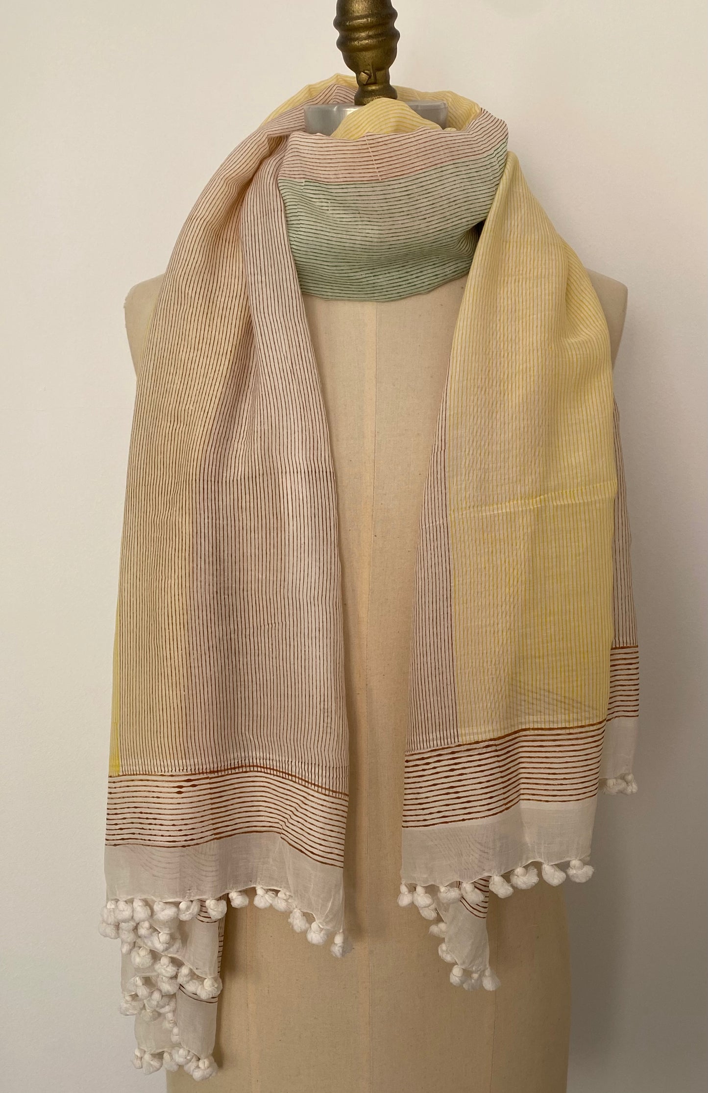 Pom Pom Scarf - Cotton/Silk