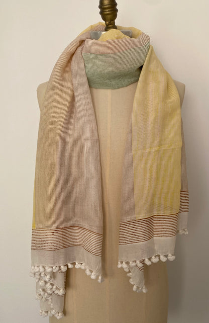Pom Pom Scarf - Cotton/Silk
