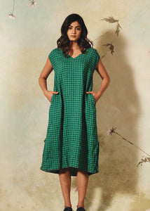 DVE - Arpana Dress -  Emerald Gingham Linen