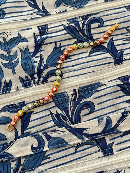 Cotton Block Print Jewellery Roll