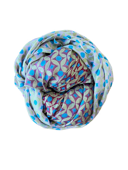 Heartfelt - Large Silk Scarf - Plum Chartreuse mix