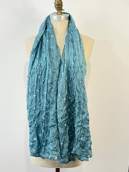 Heartfelt - Large Silk Bandhani Scarf - Seafoam