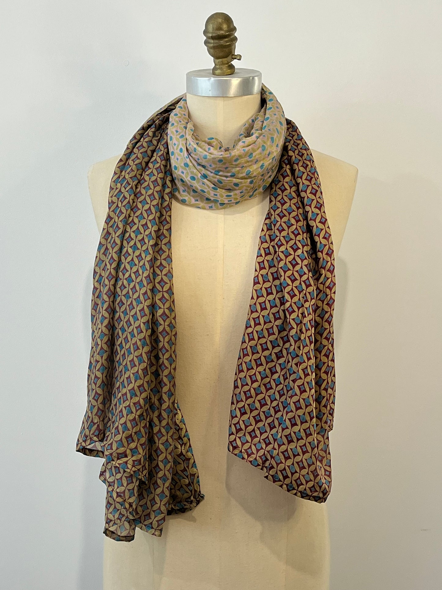 Heartfelt - Large Silk Scarf - Plum Chartreuse mix