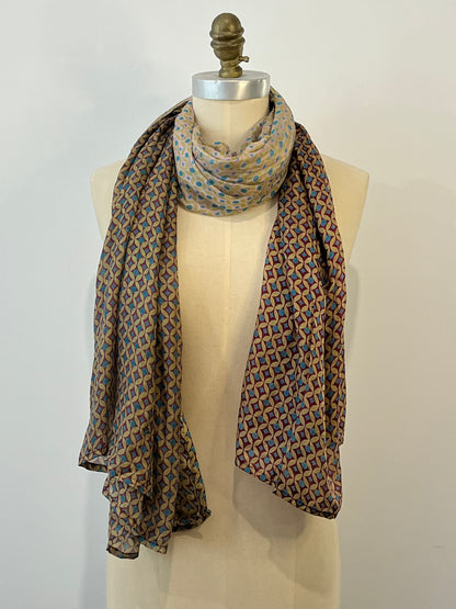 Heartfelt - Large Silk Scarf - Plum Chartreuse mix