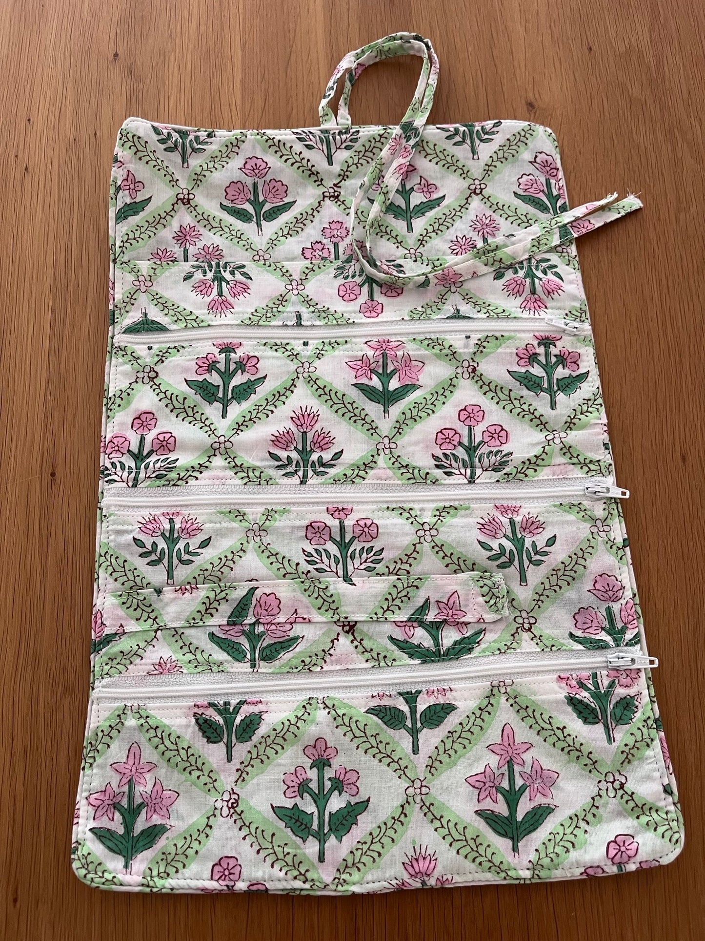 Cotton Block Print Jewellery Roll