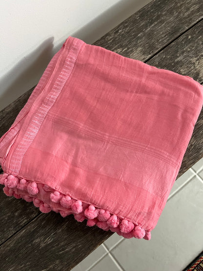 Pom Pom Scarf - Cotton/Silk