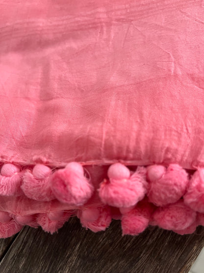 Pom Pom Scarf - Cotton/Silk