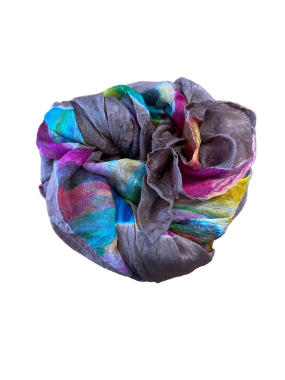 Heartfelt  - Large Silk Scarf - Mushroom Ribbon