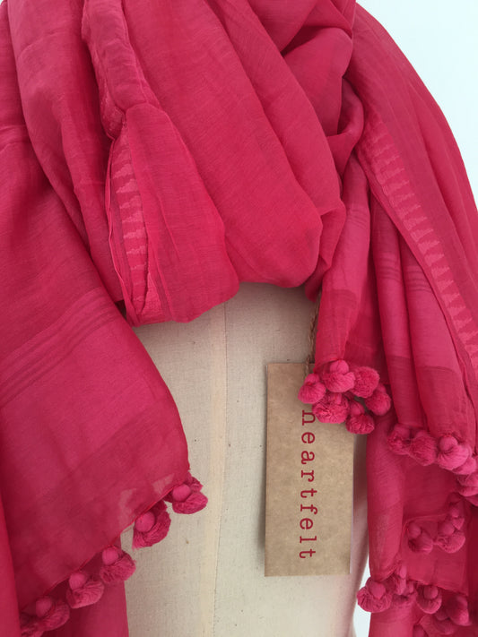 Pom Pom Scarf - Cotton/Silk
