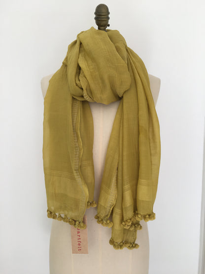 Pom Pom Scarf - Cotton/Silk