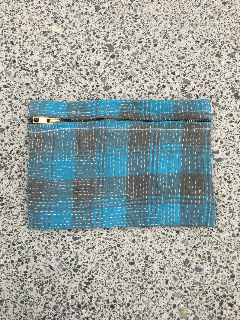 Kantha small zipped pouch