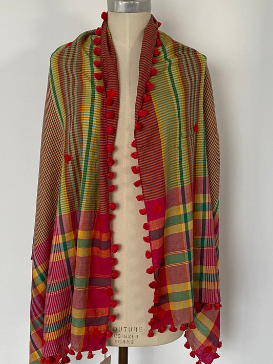 SCARF - COTTON -  MADRAS CHECK