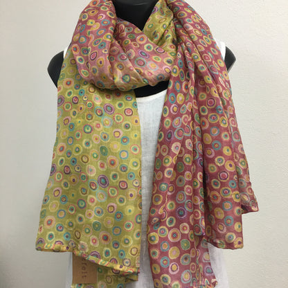 Heartfelt - Large Silk Scarf - Chartreuse Dotty
