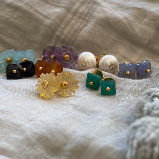 GEM STONE - SMALL FLOWER STUDS
