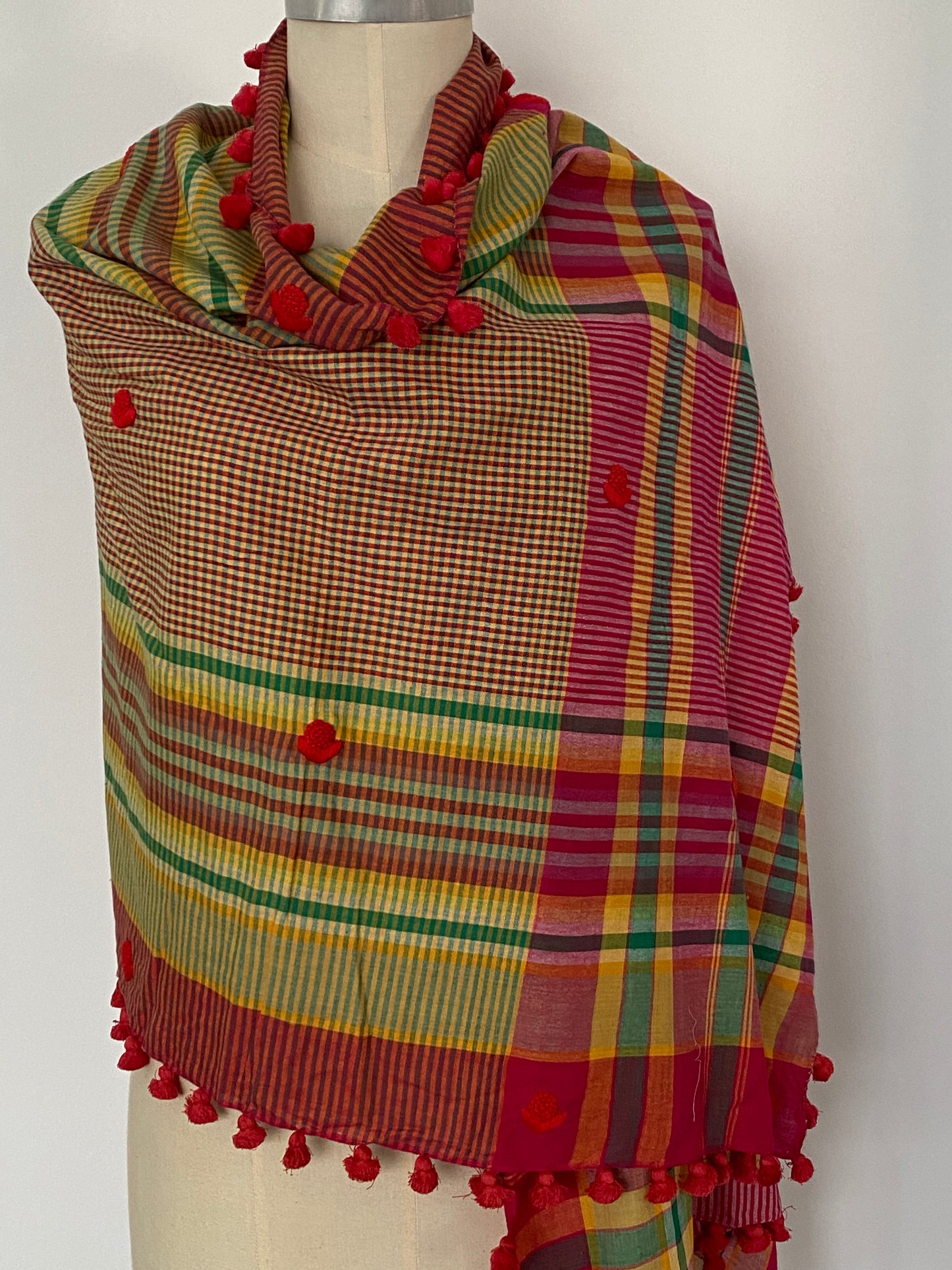 SCARF - COTTON -  MADRAS CHECK