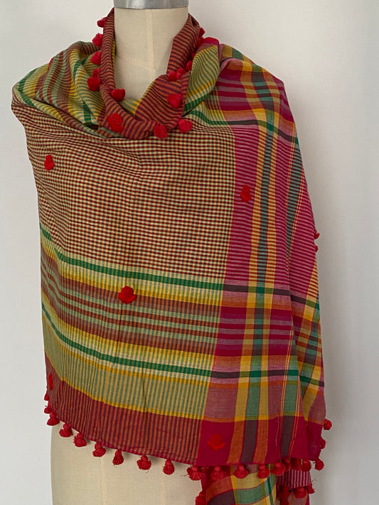 SCARF - COTTON -  MADRAS CHECK