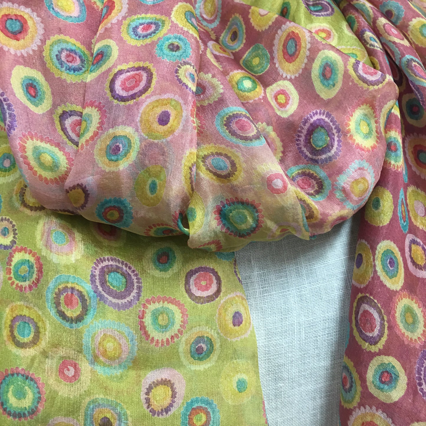 Heartfelt - Large Silk Scarf - Chartreuse Dotty